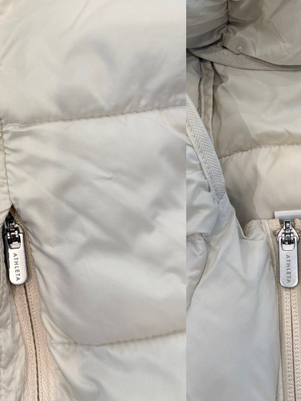 Athleta Aire Puffer Jacket Ivory Cream Size Medium - Picture 4 of 12